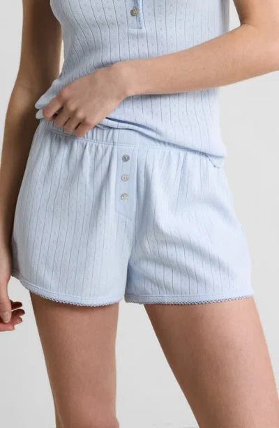 Etam Katell Pointelle Cotton Pajama Shorts In Neutral