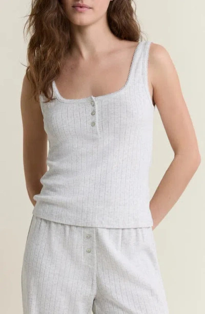Etam Katell Pointelle Cotton Pajama Tank In Gray