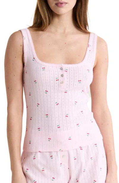 Etam Katell Pointelle Cotton Pajama Tank In Pink