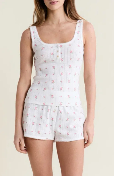 Etam Katell Pointelle Cotton Pajama Tank In White