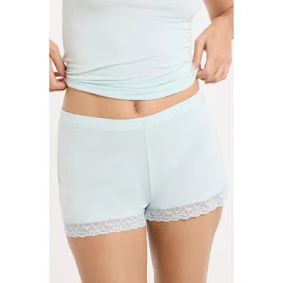 Etam Kitty Lace Trim Shorts In Blue