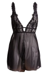 Etam La Chamade Lace & Mesh Chemise In Black