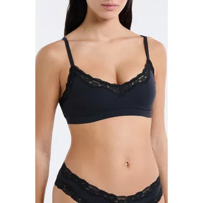 Etam Lace Trim Bralette In Black
