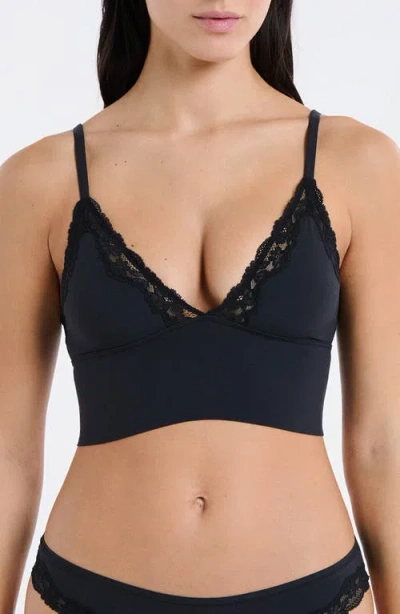 Etam Lace Trim Triangle Longline Bralette In Black
