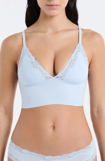 Etam Lace Trim Triangle Longline Bralette In Blue