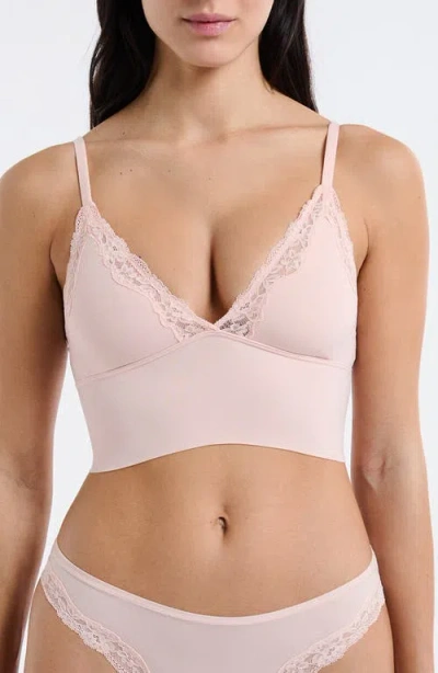 Etam Lace Trim Triangle Longline Bralette In Pink