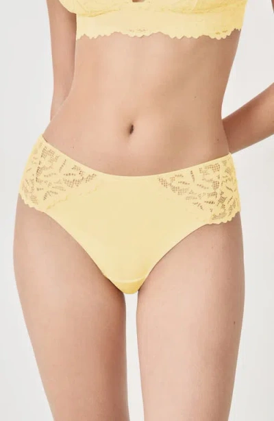 Etam Lengende Lace Trim Panties In Yellow