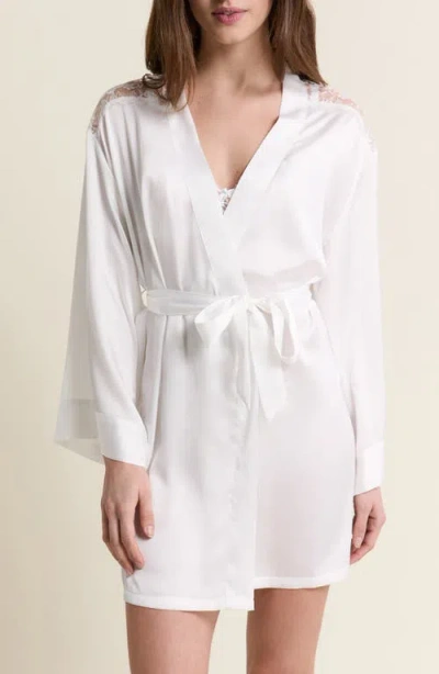 Etam Mascarade Deshabille Lace Trim Satin Robe In Multi