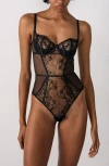 Etam Mascarade Embroidered Underwire Bodysuit In Black