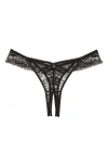 Etam Mascarade Open Gusset Tanga Thong In Black