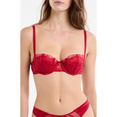 Etam Mascarade Push-up Balconette Bra In Red