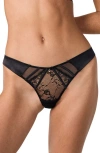 Etam Mascarade Tulle & Satin Thong In Black