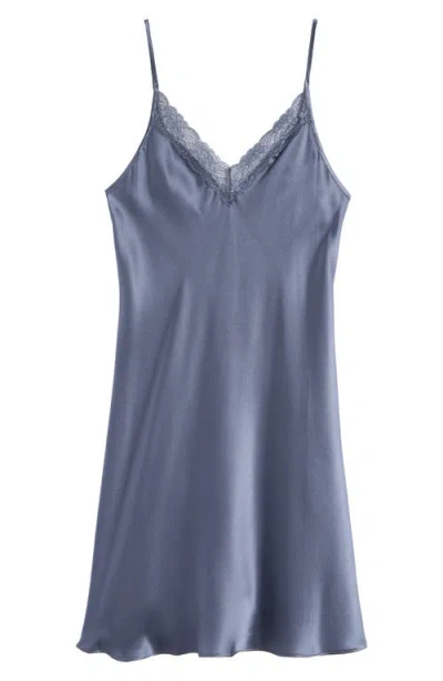 Etam Milky Lace Trim Silk Chemise In Anthracite