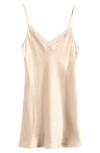 Etam Milky Lace Trim Silk Chemise In Pink Salmon