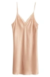 Etam Milky Lace Trim Silk Chemise In Powder Pink