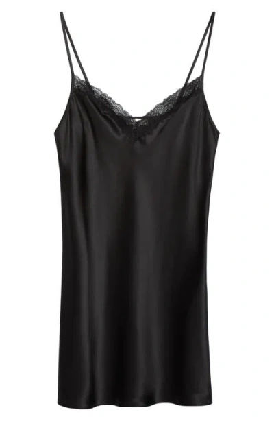 Etam Milky Lace Trim Washable Silk Camisole In Black