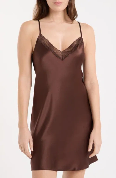 Etam Milky Lace Trim Washable Silk Camisole In Brown