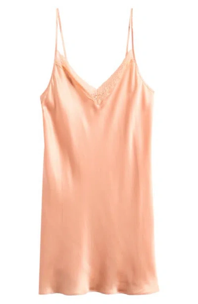 Etam Milky Lace Trim Washable Silk Camisole In Pink