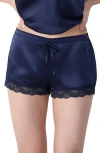 Etam Milky Silk Pajama Shorts In Blue