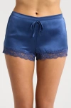 Etam Milky Silk Pajama Shorts In Blue