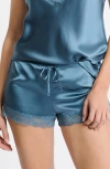 Etam Milky Silk Pajama Shorts In Blue