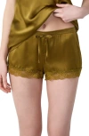 Etam Milky Silk Pajama Shorts In Brown