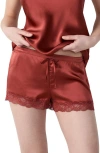 Etam Milky Silk Pajama Shorts In Copper