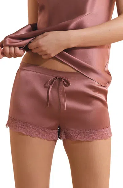 Etam Milky Silk Pajama Shorts In Pink