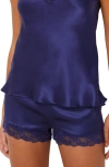 Etam Milky Silk Pajama Shorts In Indigo