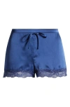 Etam Milky Silk Pajama Shorts In Night Blue