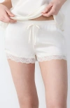 Etam Milky Silk Pajama Shorts In Perle
