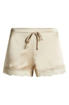 Etam Milky Silk Pajama Shorts In Pink Salmon