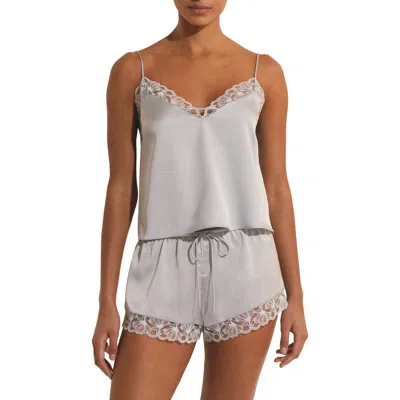Etam Naeva Lace Trim Satin Camisole In Gray