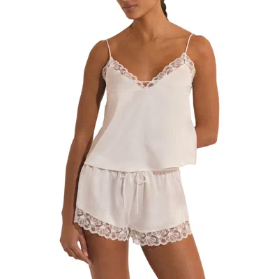Etam Naeva Lace Trim Satin Camisole In White