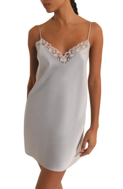 Etam Naeve Lace Trim Satin Chemise In White