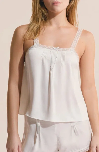 Etam Nyah Lace Trim Pajama Top In White