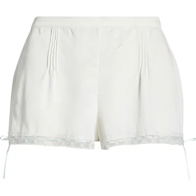 Etam Nyah Lace Trim Pintuck Detail Pajama Shorts In White