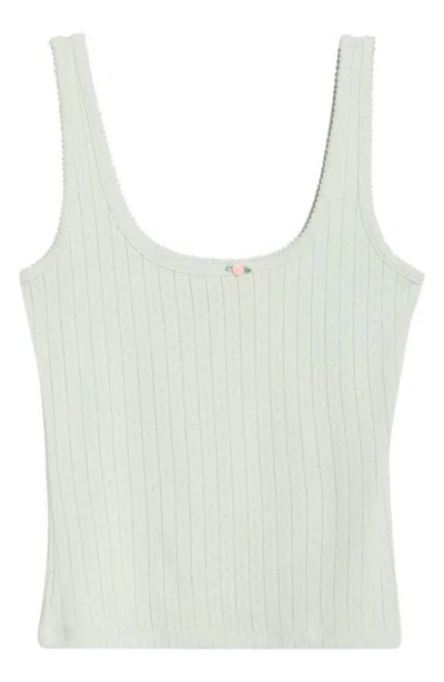 Etam Odelia Sorbet Cotton Pointelle Pajama Tank In Green