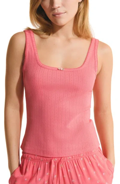 Etam Odelia Sorbet Cotton Pointelle Pajama Tank In Pink