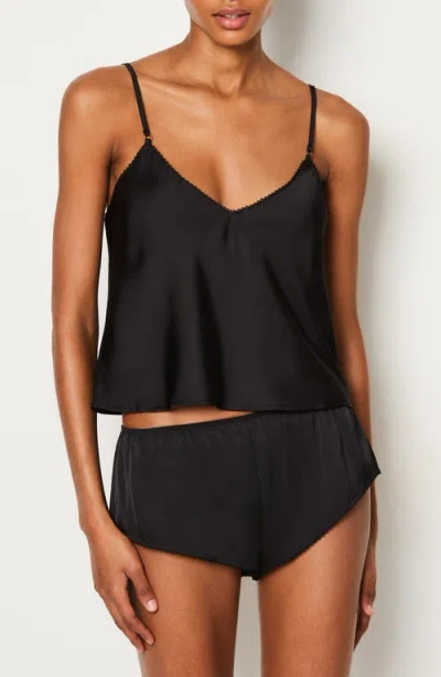 Etam Open Back Satin Pajamas In Black