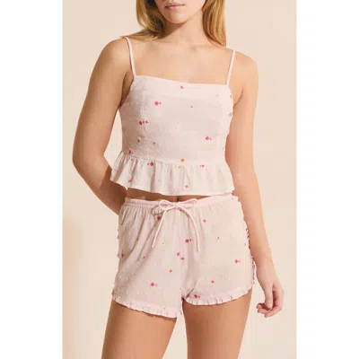 Etam Oria Swiss Dot Peplum Pajama Top In Pink