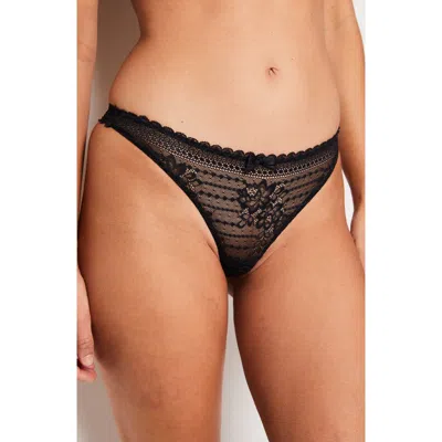 Etam Panama Lace Thong In Black