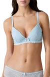 Etam Panama Underwire Plunge Push-up Bra In Blue