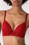 Etam Panama Underwire Plunge Push-up Bra In Cardinal