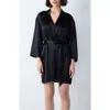 Etam Pearly Deshabille Silk Robe In Black