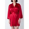 Etam Pearly Deshabille Silk Robe In Red