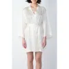 Etam Pearly Deshabille Silk Robe In White