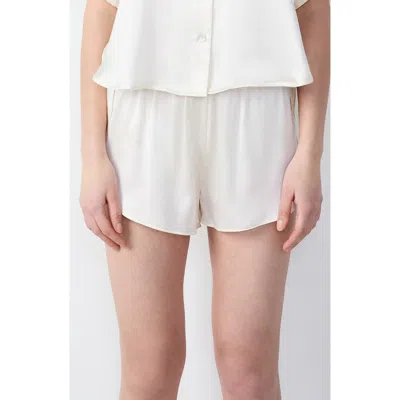 Etam Pearly Silk Pajama Shorts In White