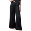 Etam Pearly Silk Wide Leg Pajama Pants In Black