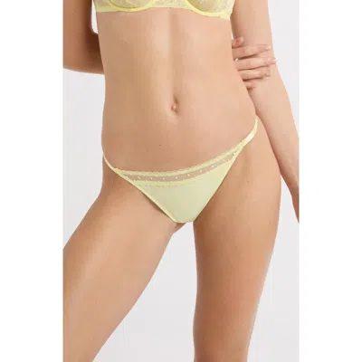 Etam Plum Lace Trim Panties In Yellow